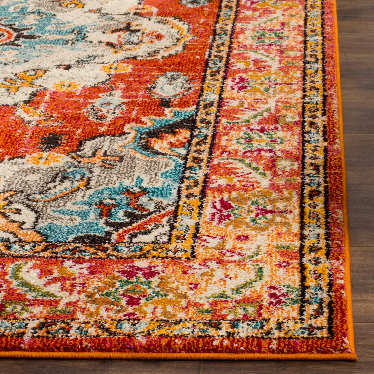 3'x5' Saniya Medallion Area Rug Orange/Light Blue - Safavieh