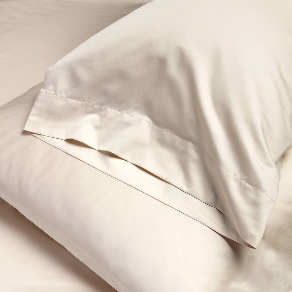 King 500 Thread Count Washed Supima Sateen Solid Sheet Set Natural - Casaluna