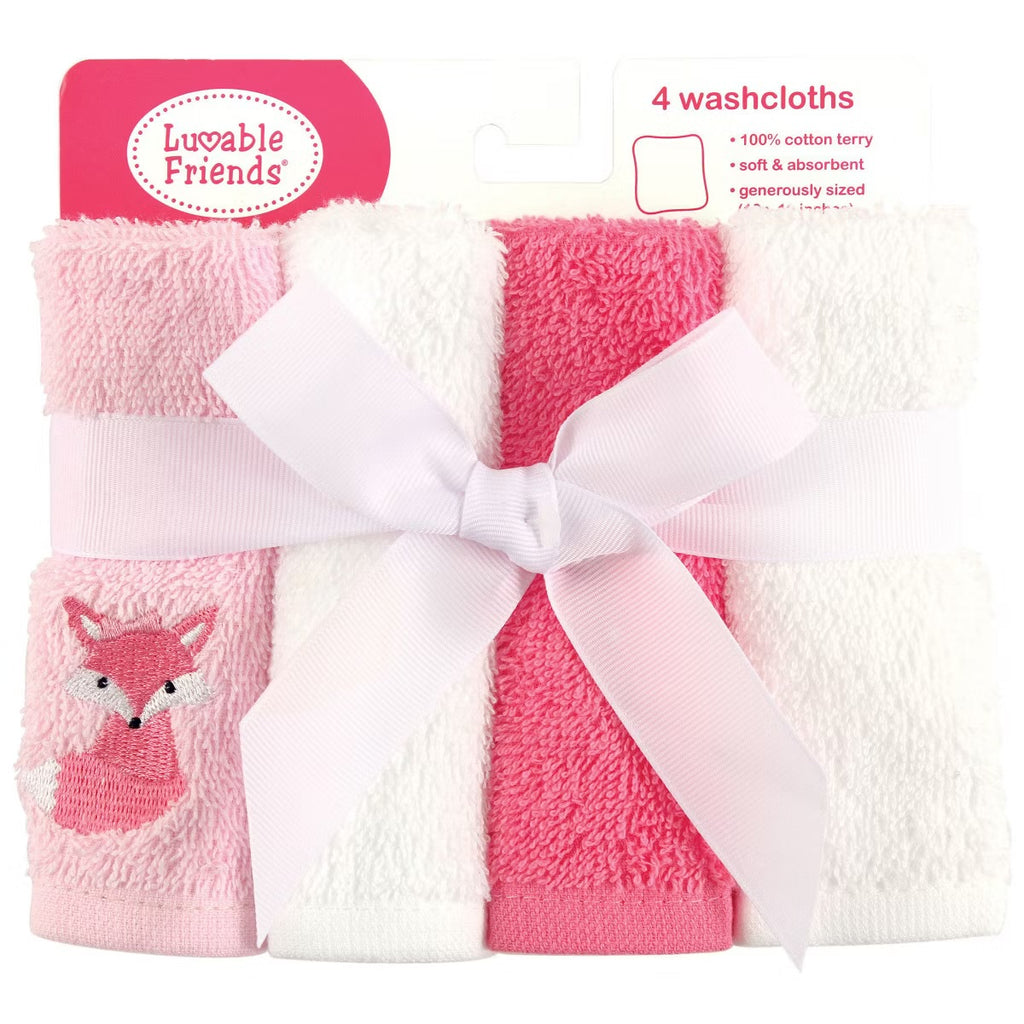 Luvable Friends Baby Girl Super Soft Cotton Washcloths