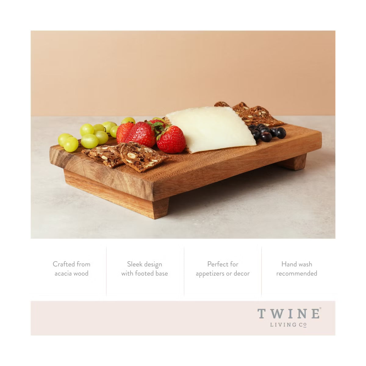 Twine Footed Wood Serving Board Decorative Tray Decor