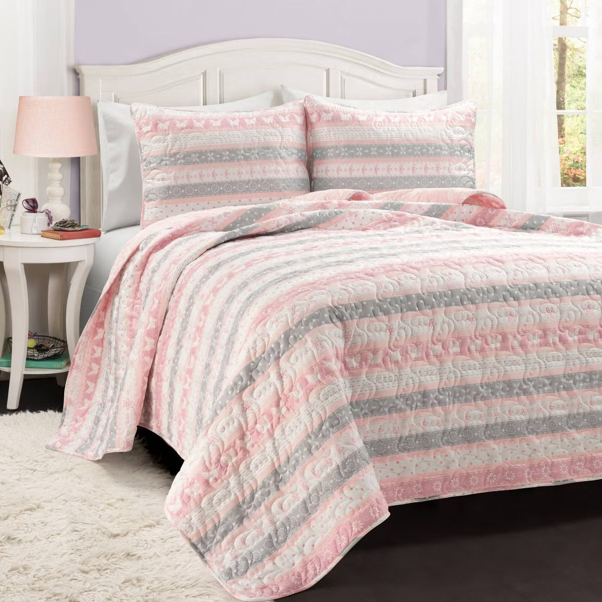 Lush Decor Sara Lily Reversibl Pink FullQueen