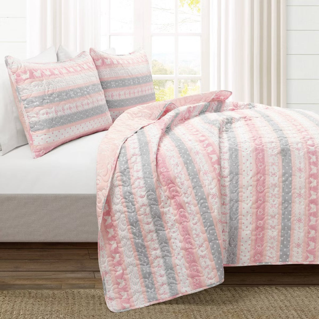 Lush Decor Sara Lily Reversibl Pink FullQueen