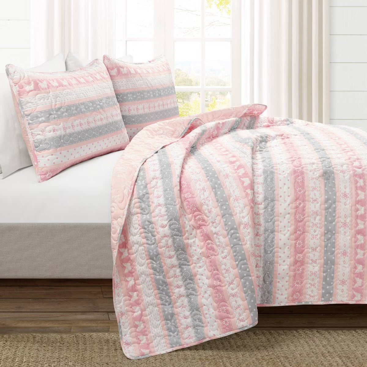 Lush Decor Sara Lily Reversibl Pink FullQueen