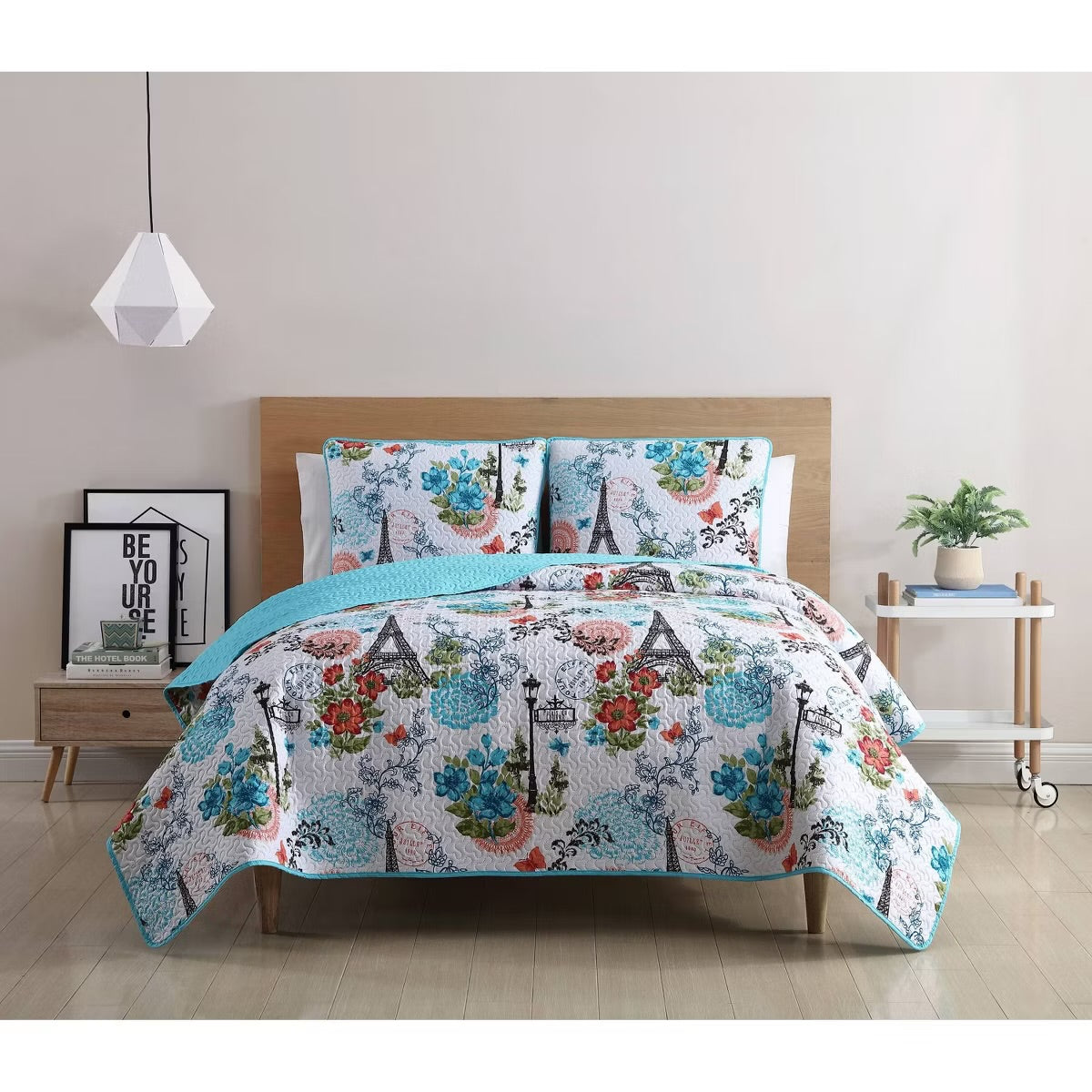VCNY Home Eiffel Reversible 3-Pc. King Q Blue King