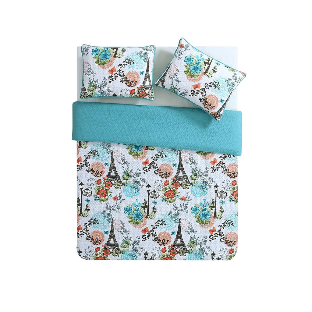 VCNY Home Eiffel Reversible 3-Pc. FullQ Blue FullQueen