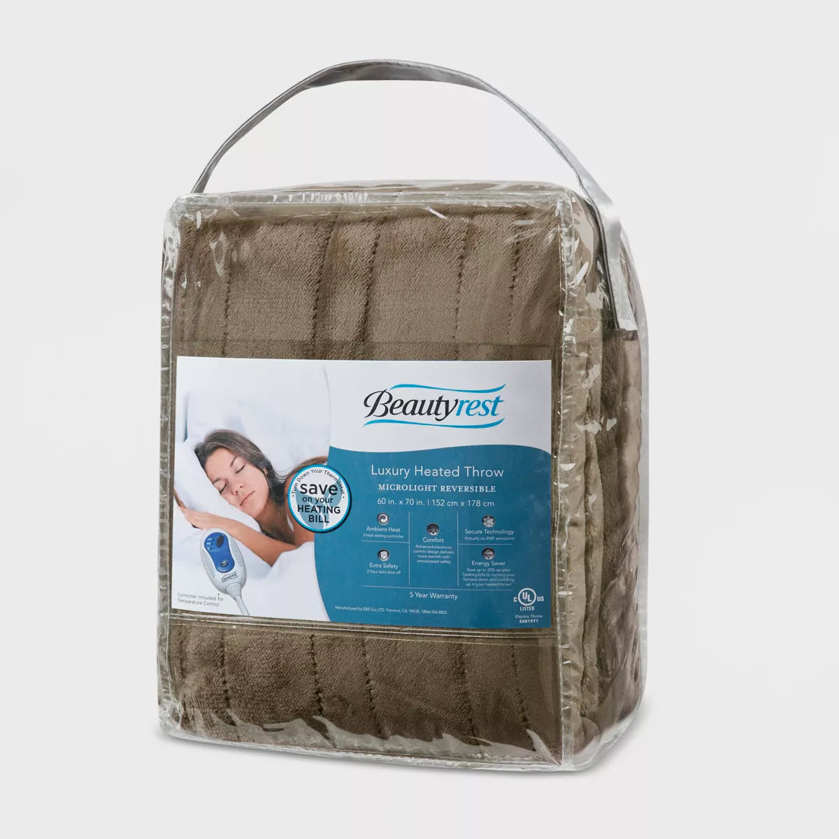 Beautyrest Beautyrest Plush Electric Thro Mink Throw