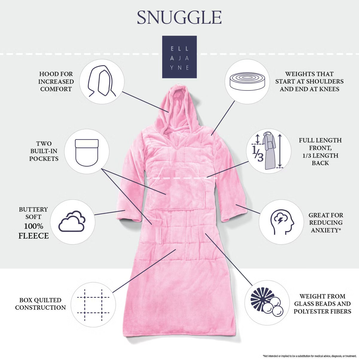 Ella Jayne Wearable Weighted S Pink 10lb Weighted Throw