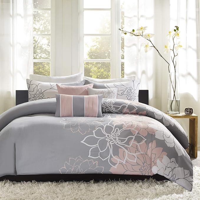 Madison Park Lola 6-Pc. FullQueen Duvet Co GreyPeach FullQueen