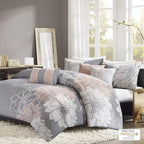 Madison Park Lola 6-Pc. FullQueen Duvet Co GreyPeach FullQueen