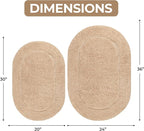 Superior Oval Solid Non-Skid W Taupe 2 piece set