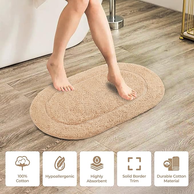 Superior Oval Solid Non-Skid W Taupe 2 piece set