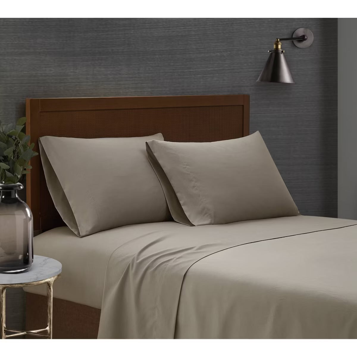 London Fog Garment Wash Solid Khaki Twin Sheet Set