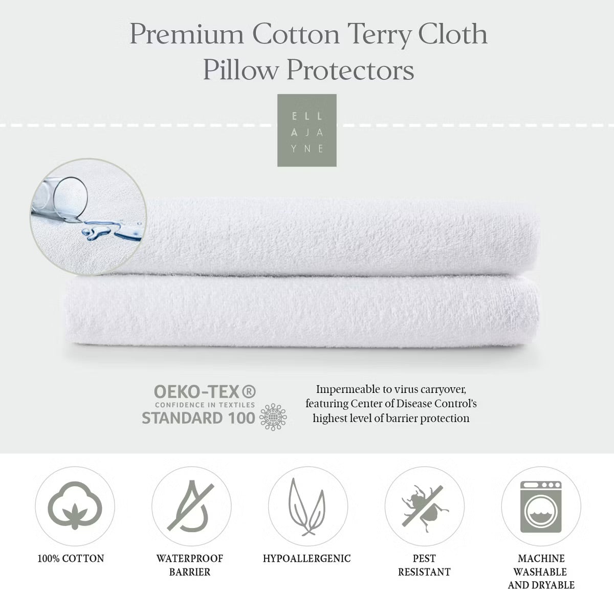 Ella Jayne Terry Cloth Water P White 2-Pack Standard