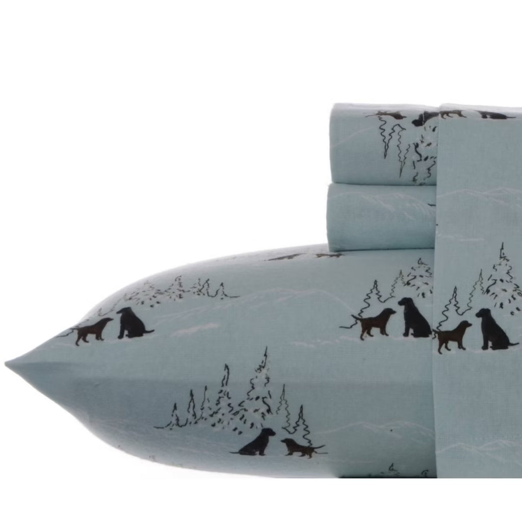Eddie Bauer Printed Cotton Fla Dog Friends Blue King Sheet Set