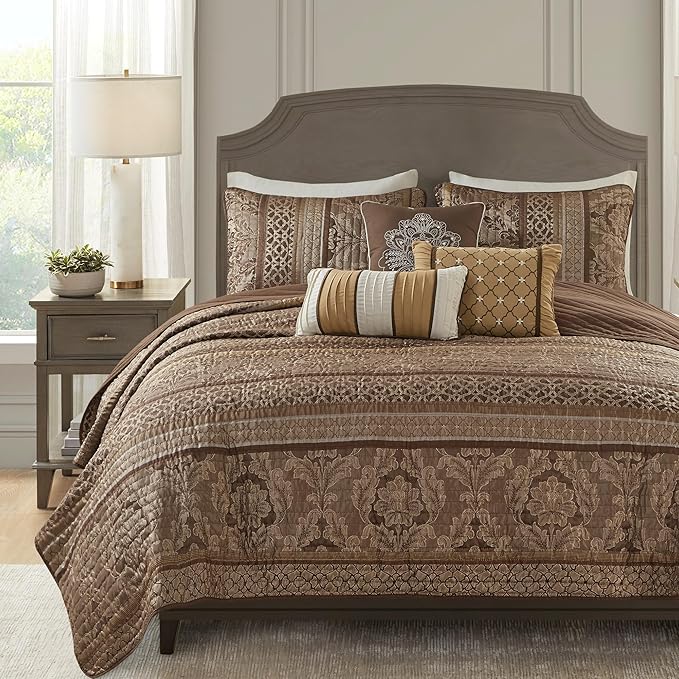 Madison Park Bellagio 6-Pc. Quilted FullQu Brown FullQueen