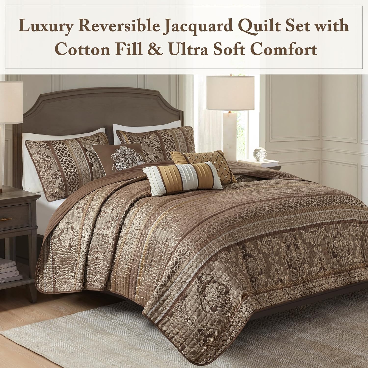 Madison Park Bellagio 6-Pc. Quilted FullQu Brown FullQueen