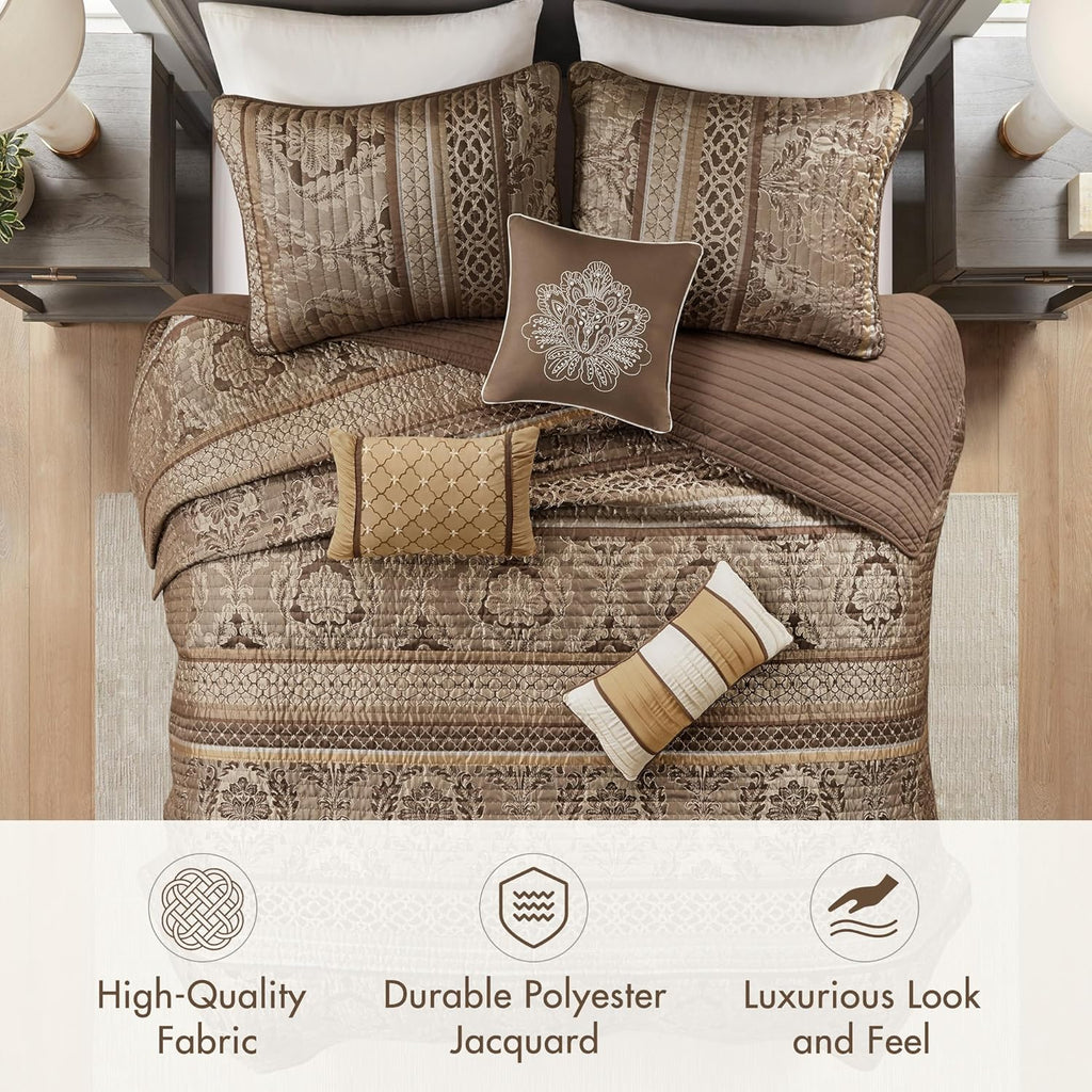 Madison Park Bellagio 6-Pc. Quilted FullQu Brown FullQueen
