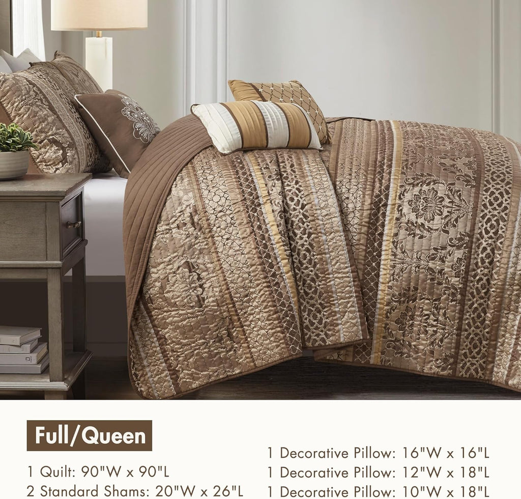 Madison Park Bellagio 6-Pc. Quilted FullQu Brown FullQueen
