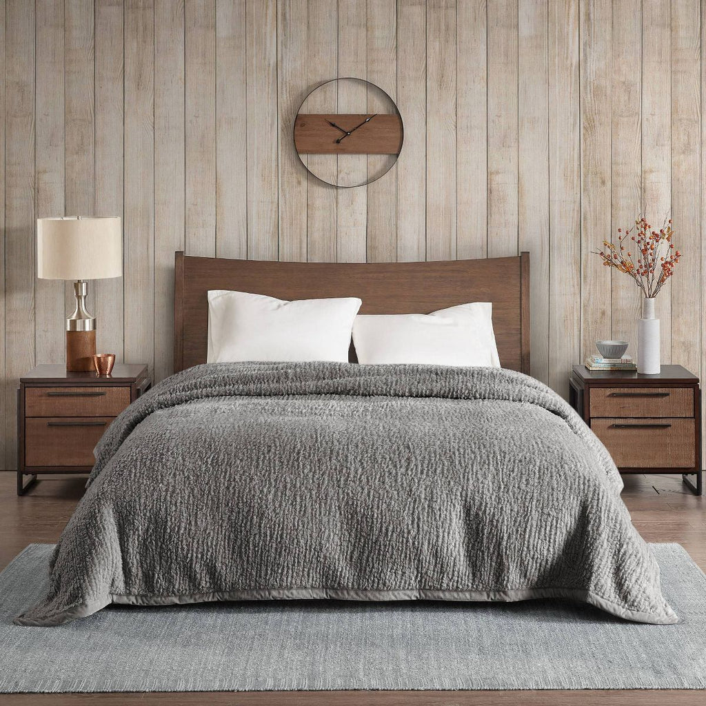 Woolrich Burlington Twin Berber Blanket Grey Twin