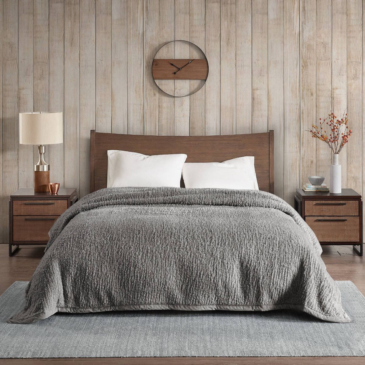 Woolrich Burlington Twin Berber Blanket Grey Twin