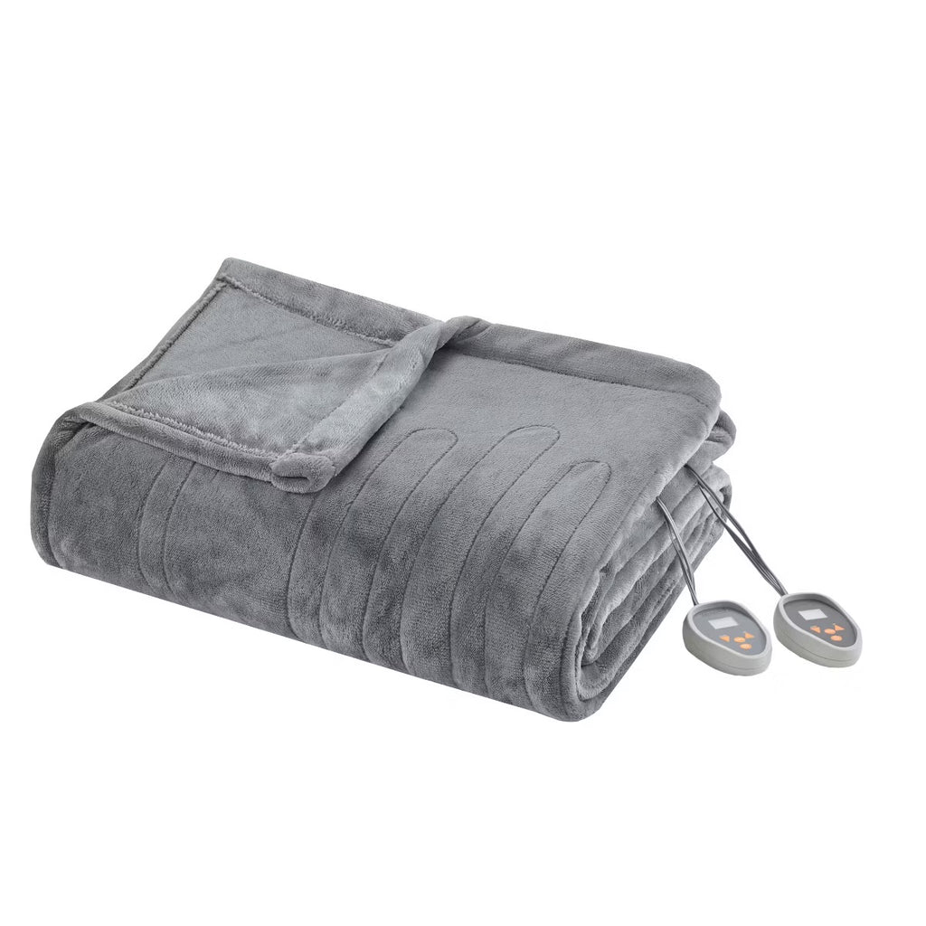 Beautyrest Electric Plush King Blanket Grey King