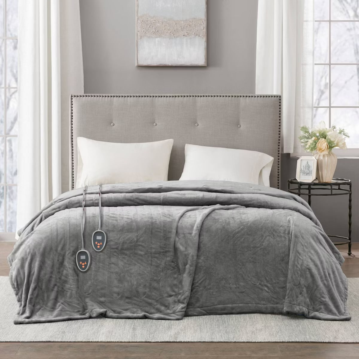 Beautyrest Electric Plush King Blanket Grey King