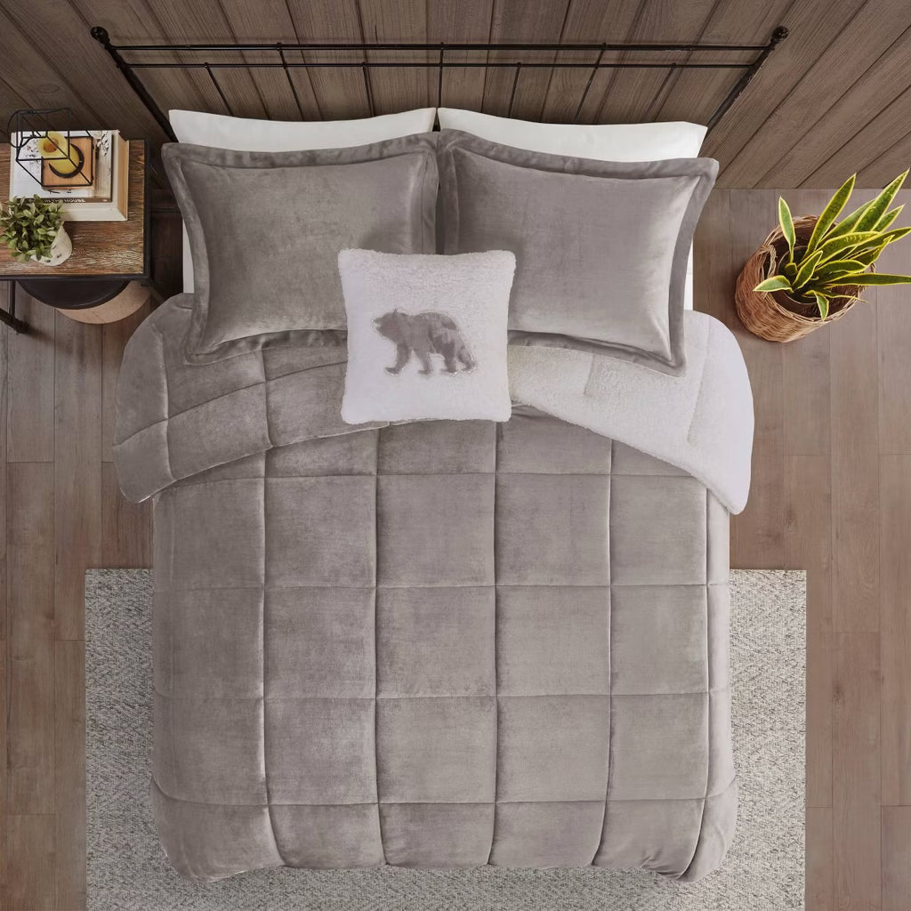 Woolrich Alton 4-Pc. FullQueen Comfort GreyIvory FullQueen