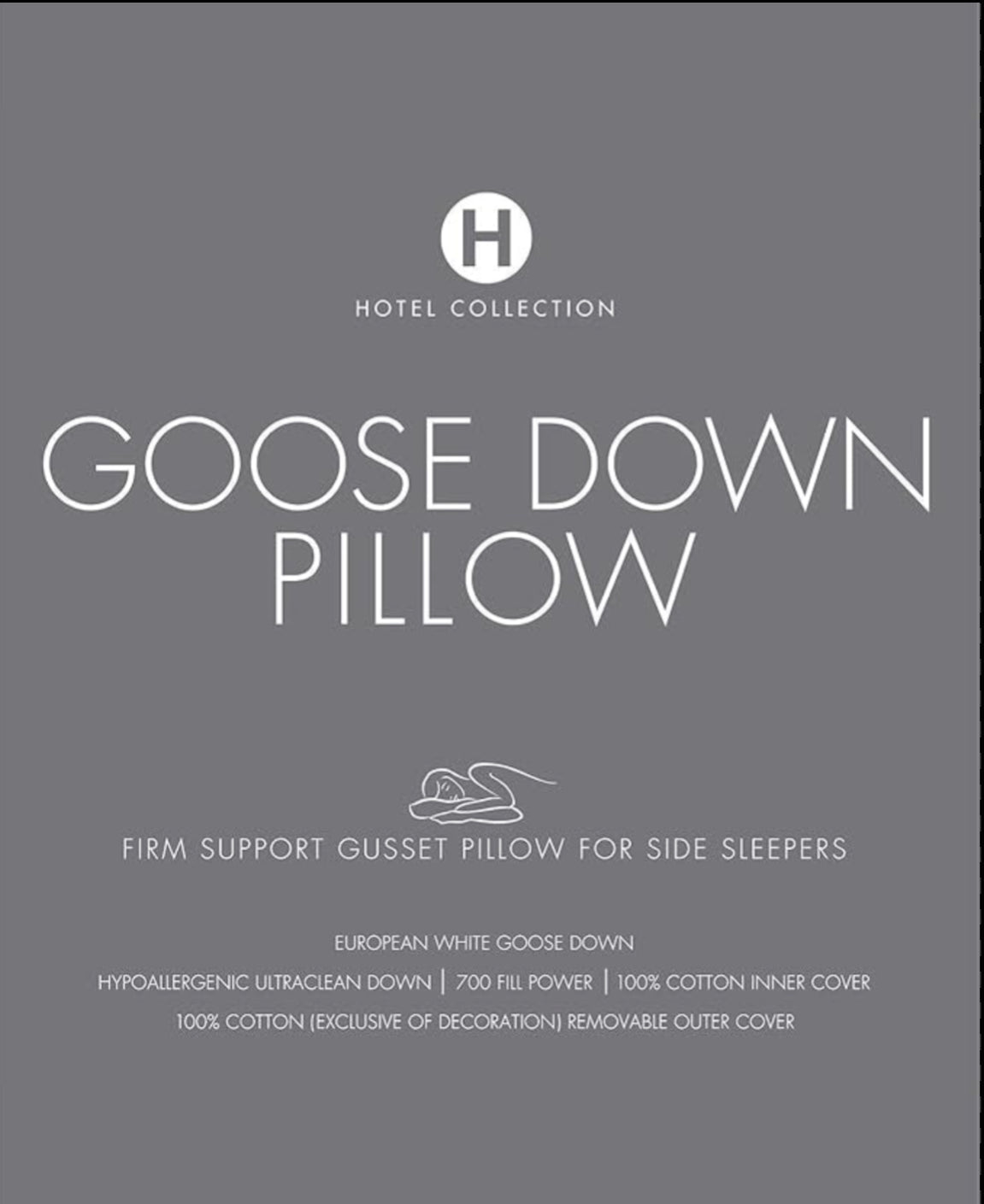 King Hotel Collection European White Goose Down King Firm Support Pillow for Back Sleepers