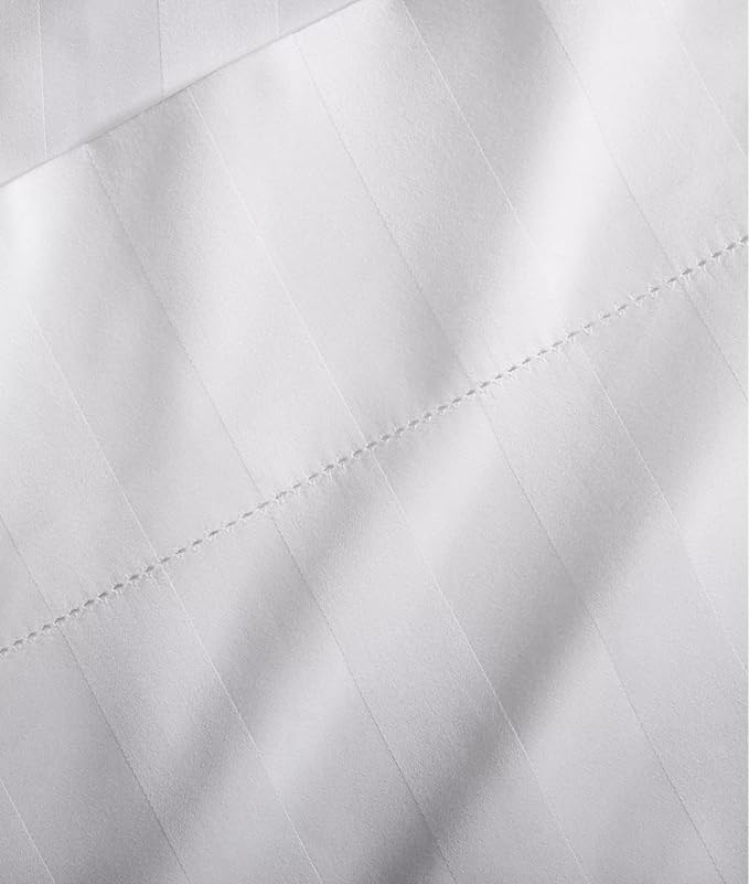 Charter Club Stripe Cotton 550-Thread Count White King Sheet Set