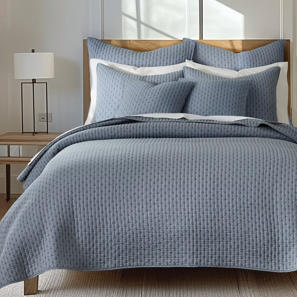 Levtex Cross Stitch Stitching Chambray KingCalifornia King