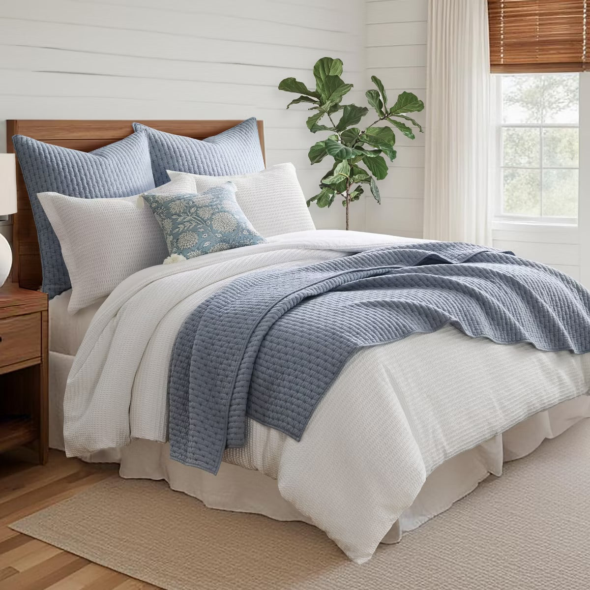 Levtex Cross Stitch Stitching Chambray KingCalifornia King