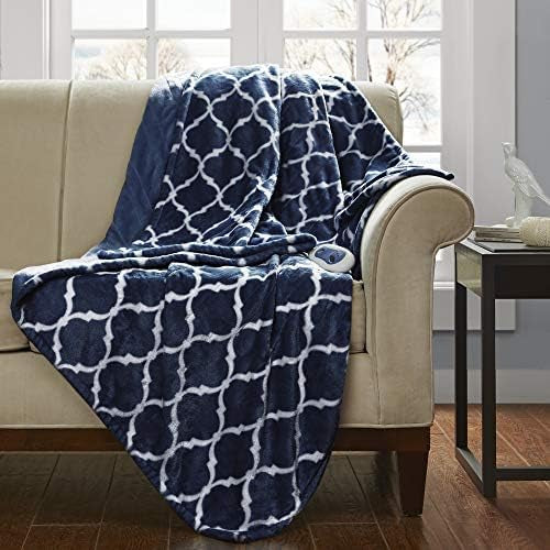 Beautyrest Oversized Ogee Electric Throw Indigo Throw