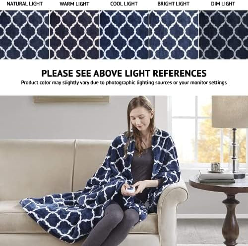 Beautyrest Oversized Ogee Electric Throw Indigo Throw
