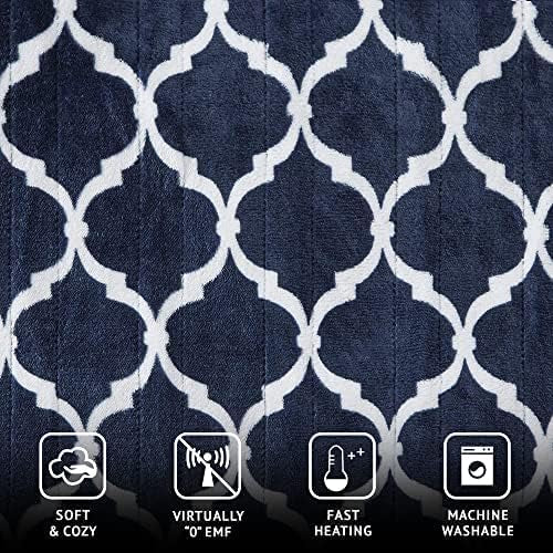Beautyrest Oversized Ogee Electric Throw Indigo Throw