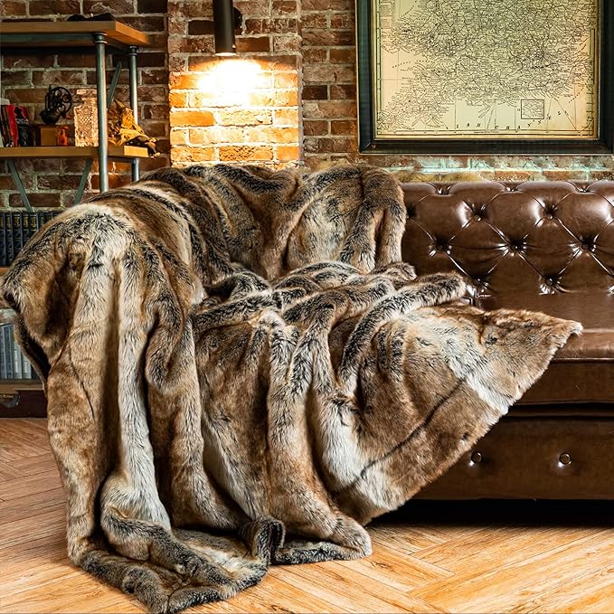 Battilo Luxury Tipped Faux Fur Brown 60x80