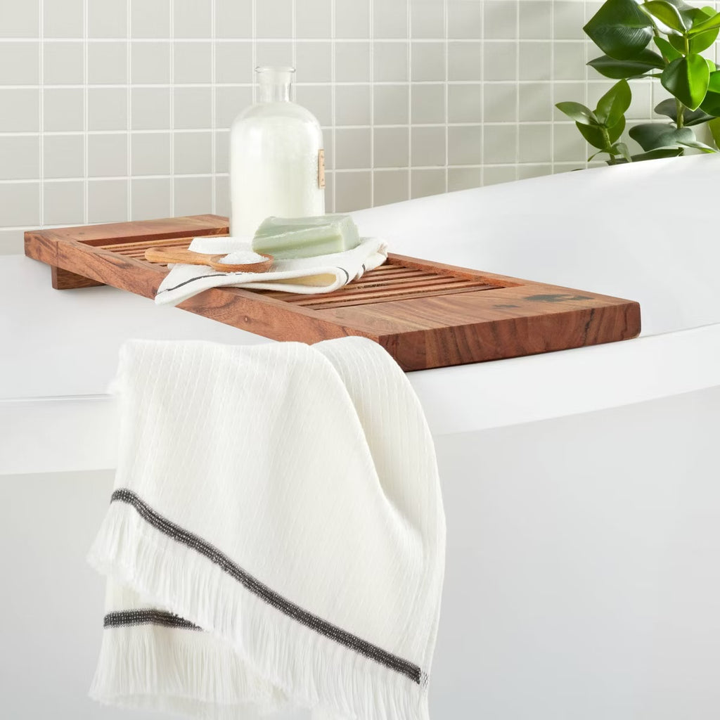 Slatted Wood Bathtub Tray
