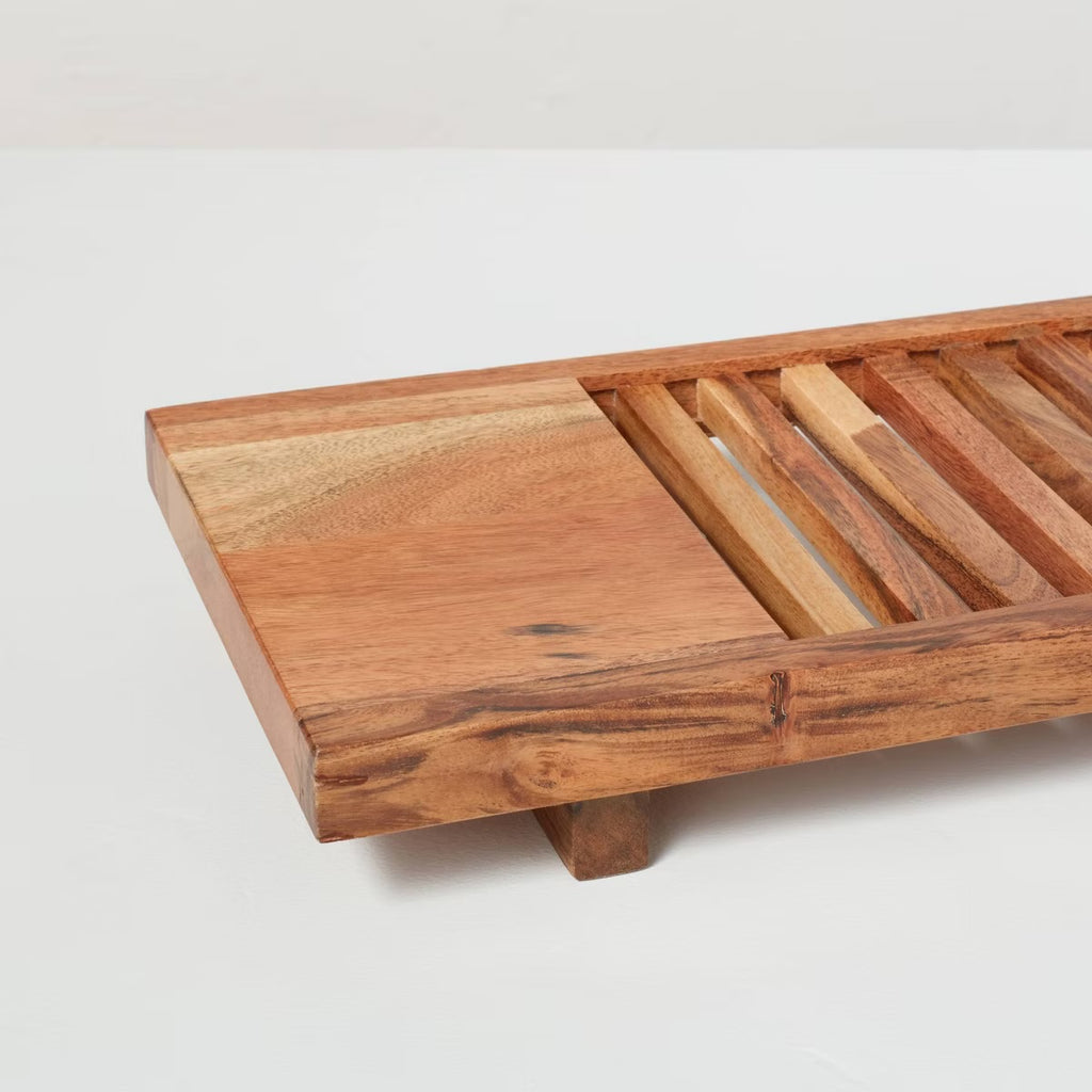 Slatted Wood Bathtub Tray