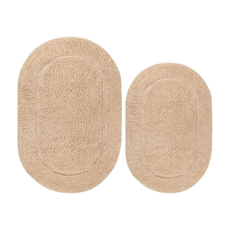 Superior Oval Solid Non-Skid W Taupe 2 piece set
