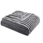Nestl Ultra Plush Raschel Mink Blank Ribbed Gray QueenKing