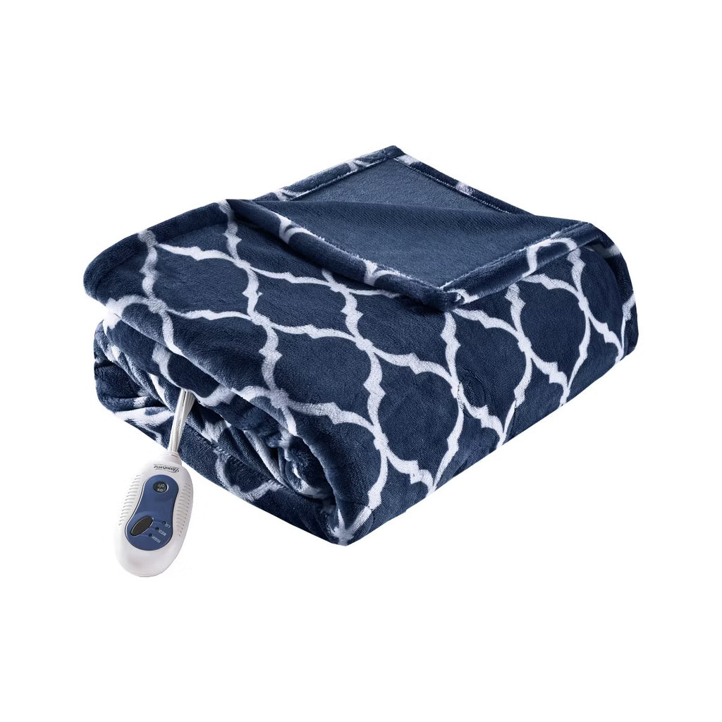 Beautyrest Oversized Ogee Electric Throw Indigo Throw