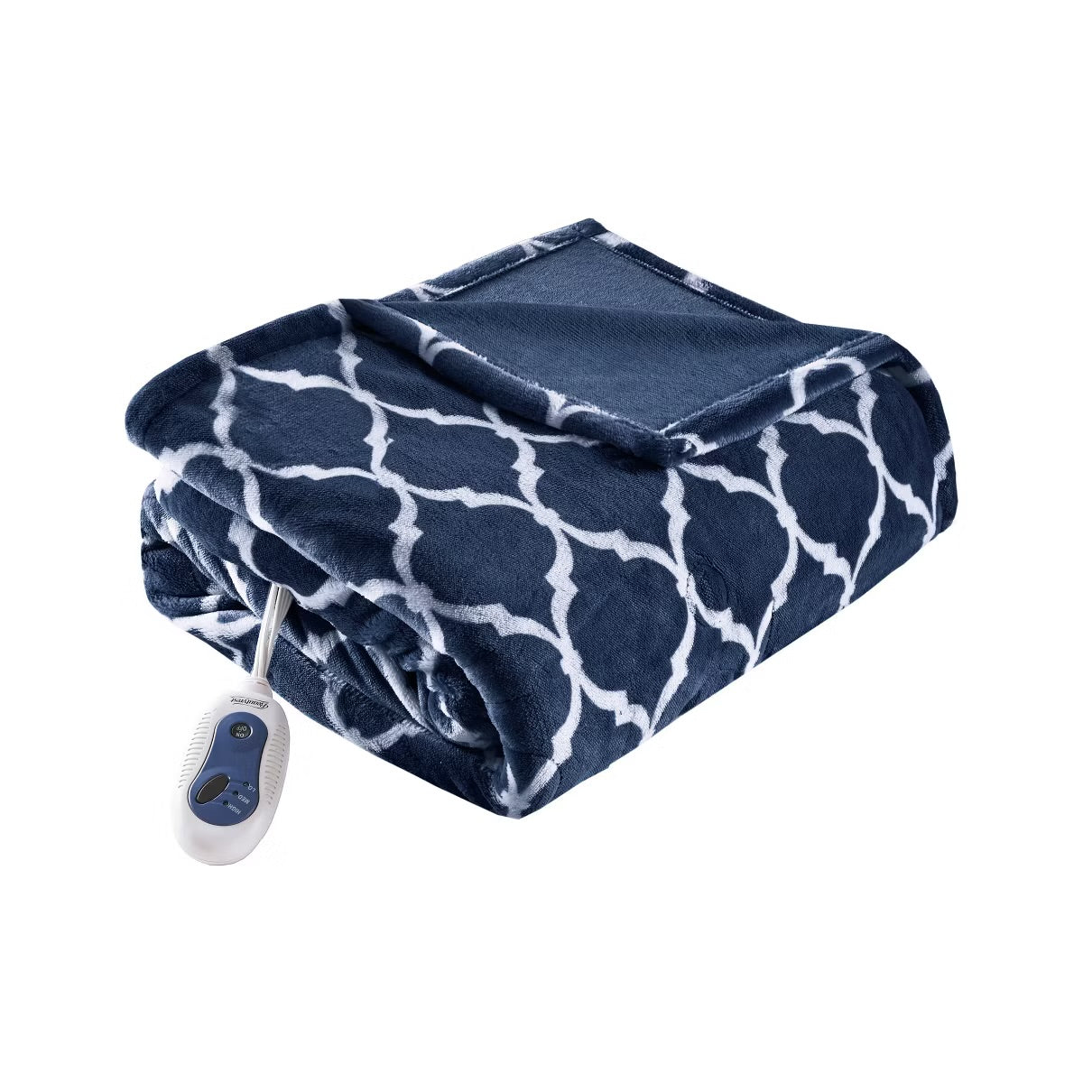 Beautyrest Oversized Ogee Electric Throw Indigo Throw
