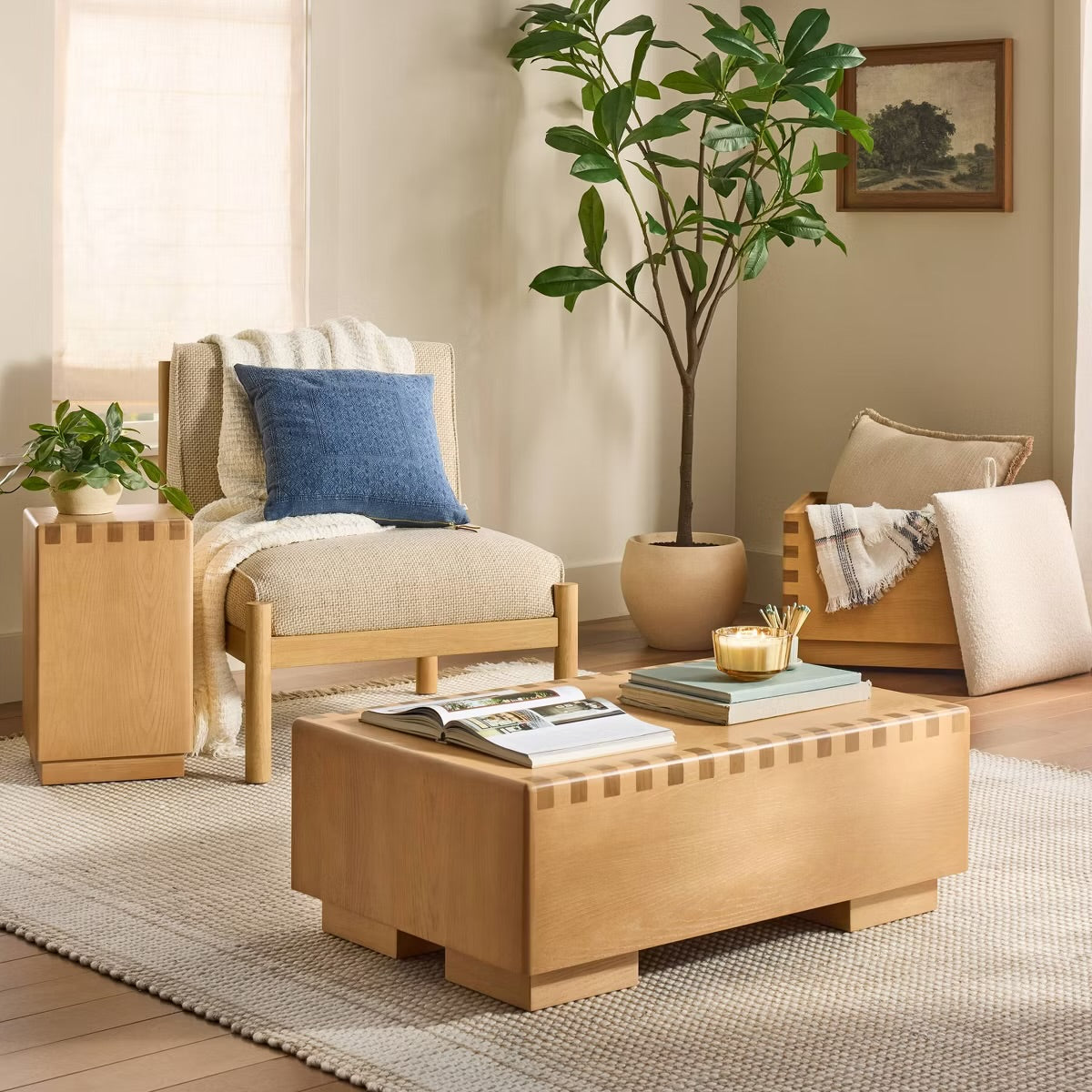 18"x18" Embroidered Square Throw Pillow Navy - Hearth & Hand with Magnolia