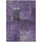 5 x 8 Eggplant Purple And Charcoal Patchwork Washable Indoor Outdoor Area Rug