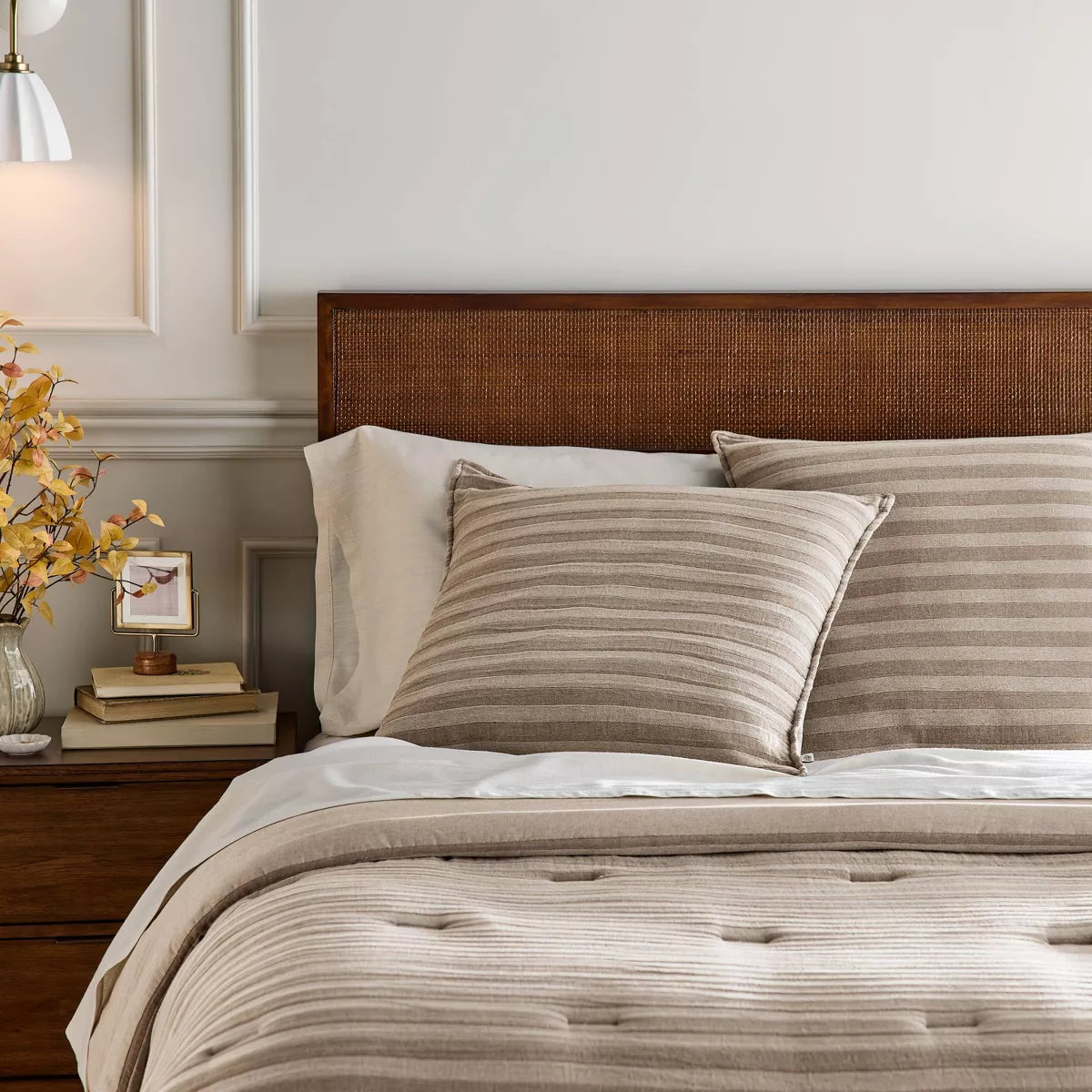 Tonal Stripe Euro Throw Pillow Brown - Hearth & Hand with Magnolia