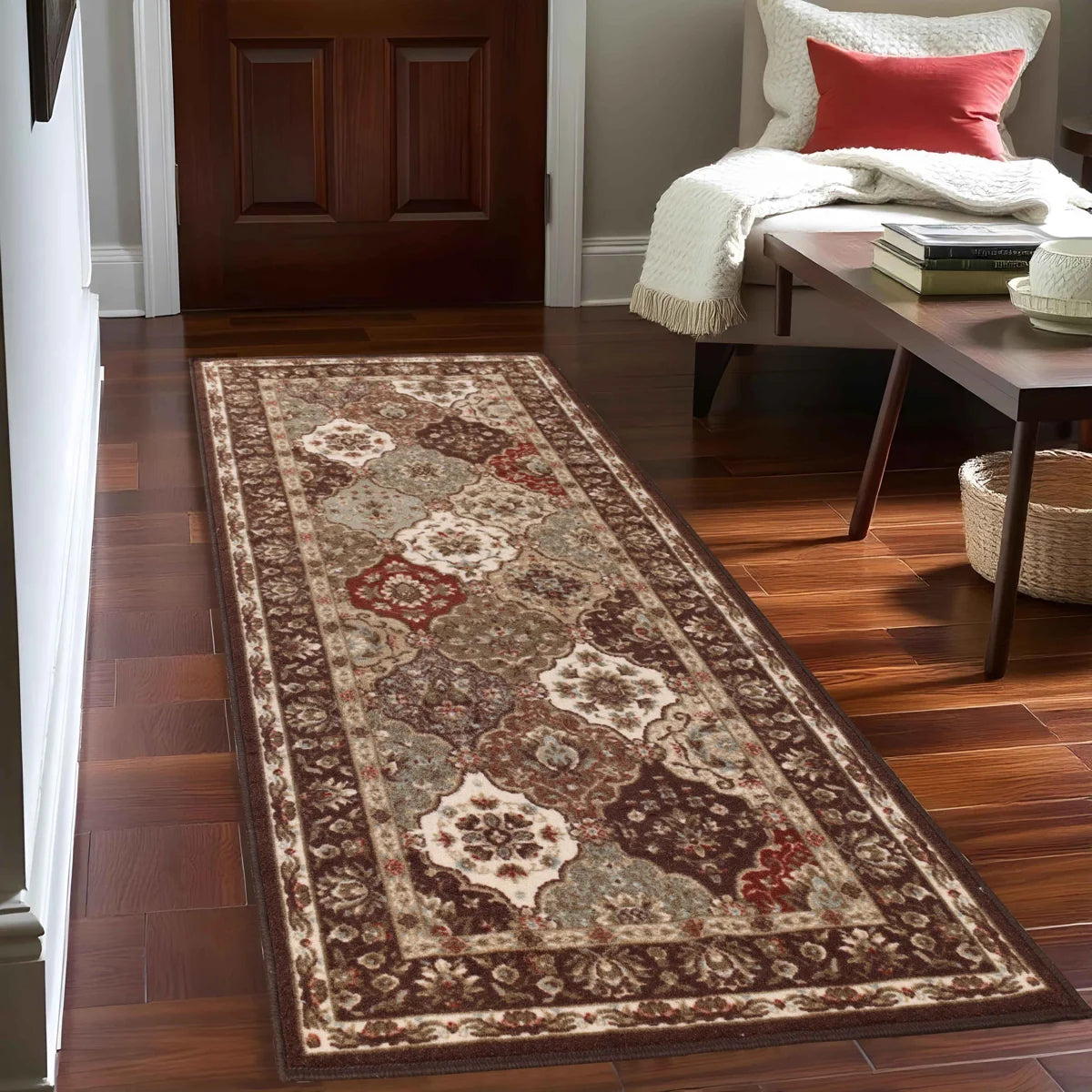 2’6” x 8 - Traditional Ornamental Floral Chocolate Indoor Runner