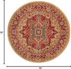 SAFAVIEH Mahal Collection Area Rug - 3' Round, Red & Natural, Traditional Oriental Design