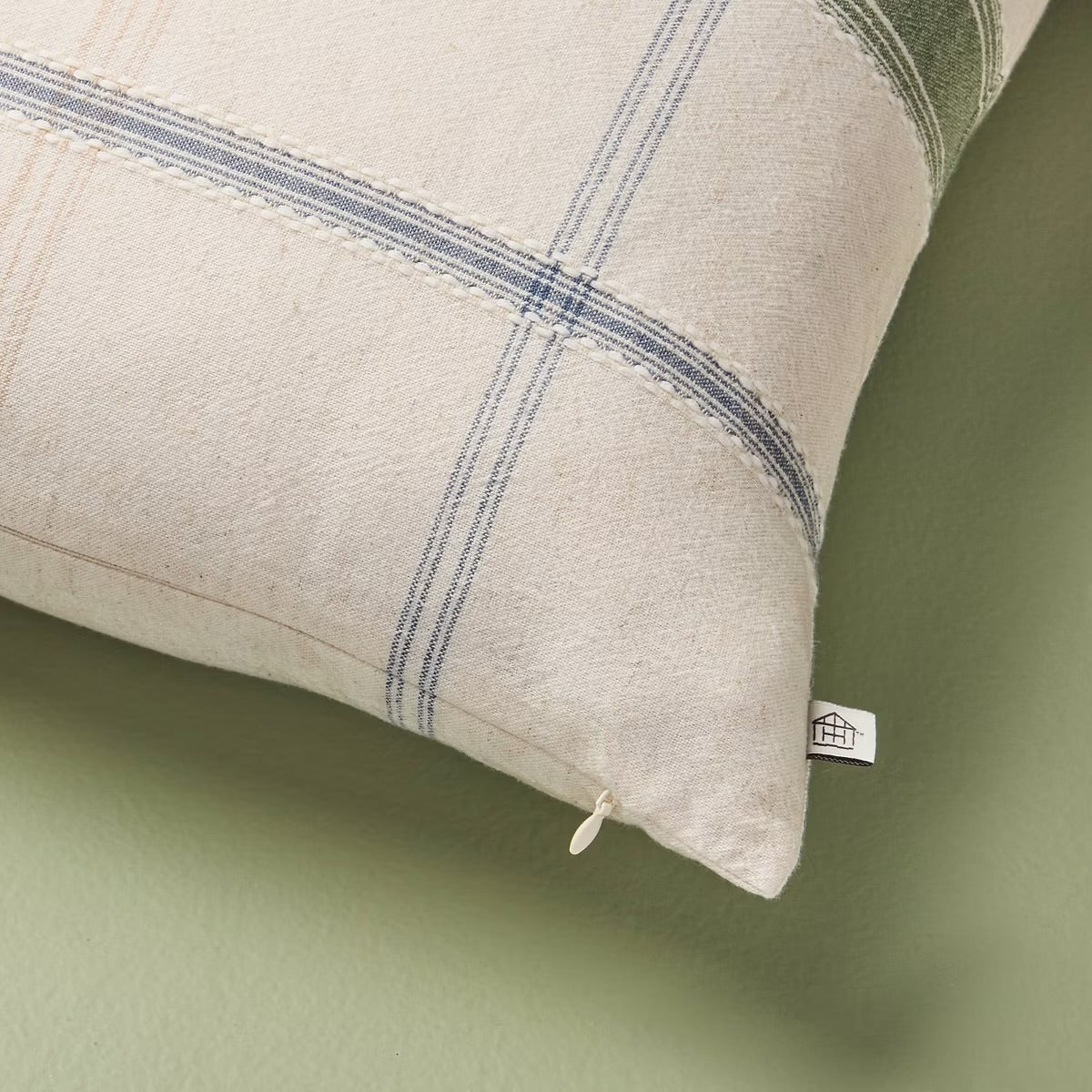 18"x18" Throw Pillow Sour Cream and Green Plaid - Hearth & Hand with Magnolia