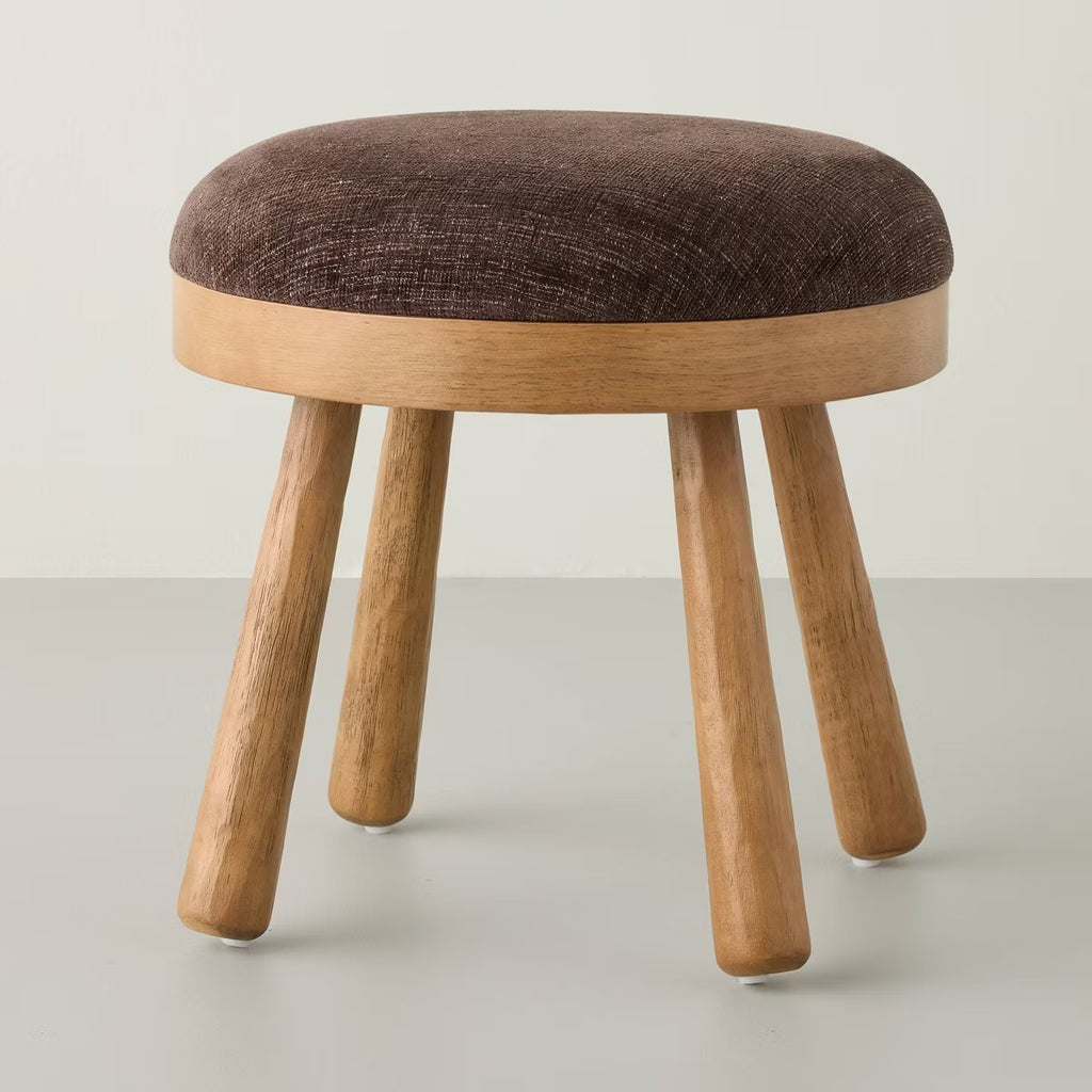 Upholstered Round Top Mid Century Ottoman Brown - Hearth & Hand with Magnolia