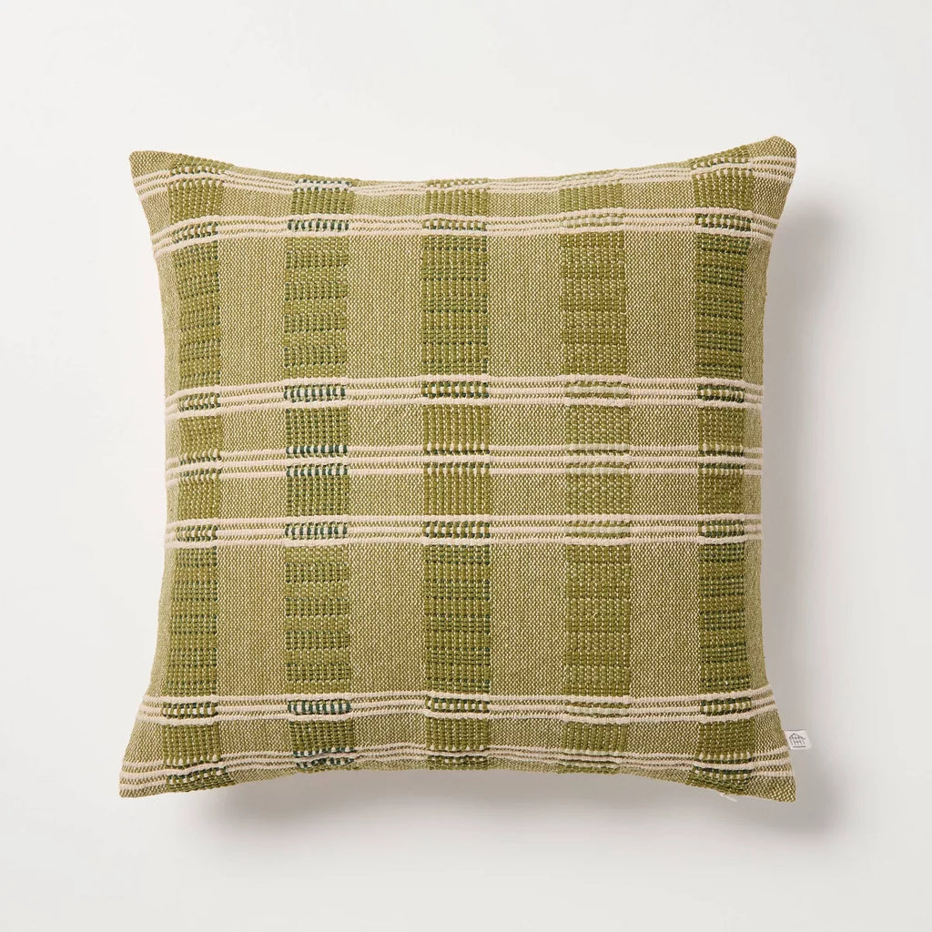 18"x18" Stripe Square Toss Pillow Green/Tan - Hearth & Hand with Magnolia