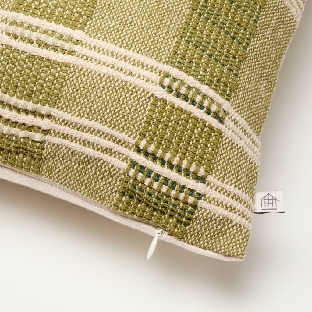 18"x18" Stripe Square Toss Pillow Green/Tan - Hearth & Hand with Magnolia
